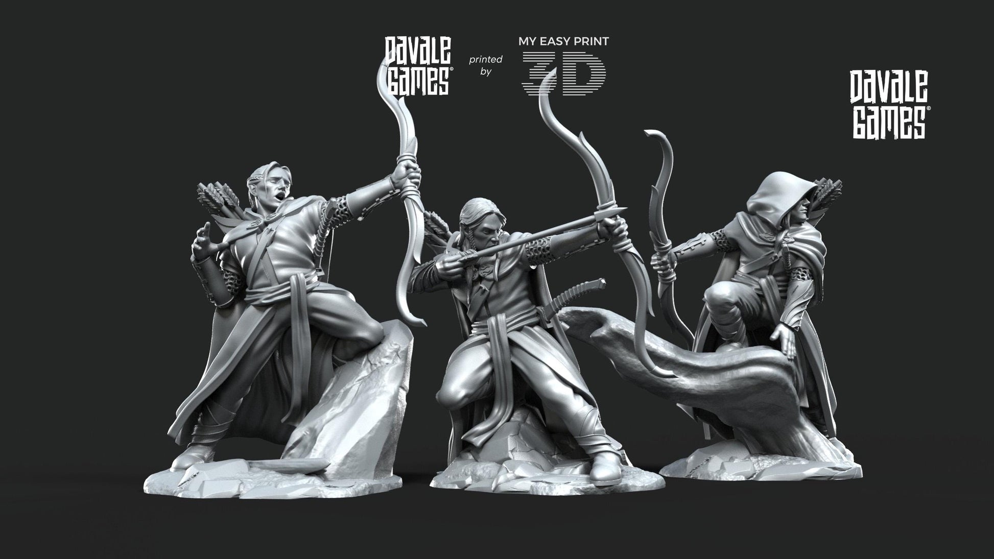 Galanthir Elves Forest Guardians with Bow - Davale Games - 3D Printed with high quality resin for LOTR/D&D games