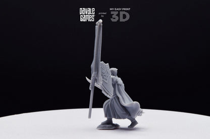 Armoured Wood Elf on Foot Banner 1 - Davale Games - 3D Printed with high quality resin for LOTR/D&D games