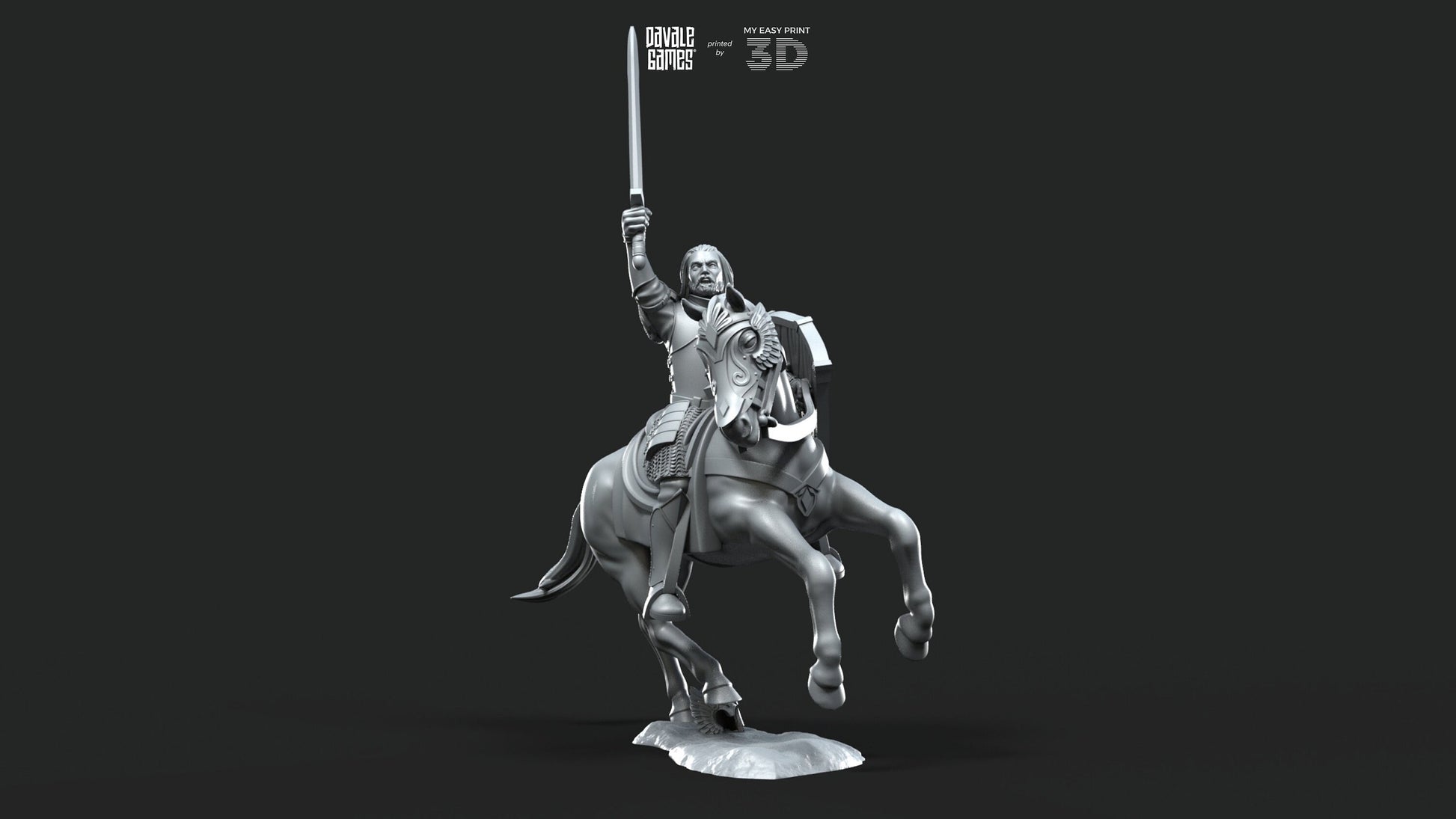 Grey Castle Captain - Foot and Mounted - Davale Games - 3D Printed with high quality resin for LOTR/D&D games
