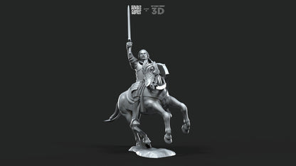 Grey Castle Captain - Foot and Mounted - Davale Games - 3D Printed with high quality resin for LOTR/D&D games