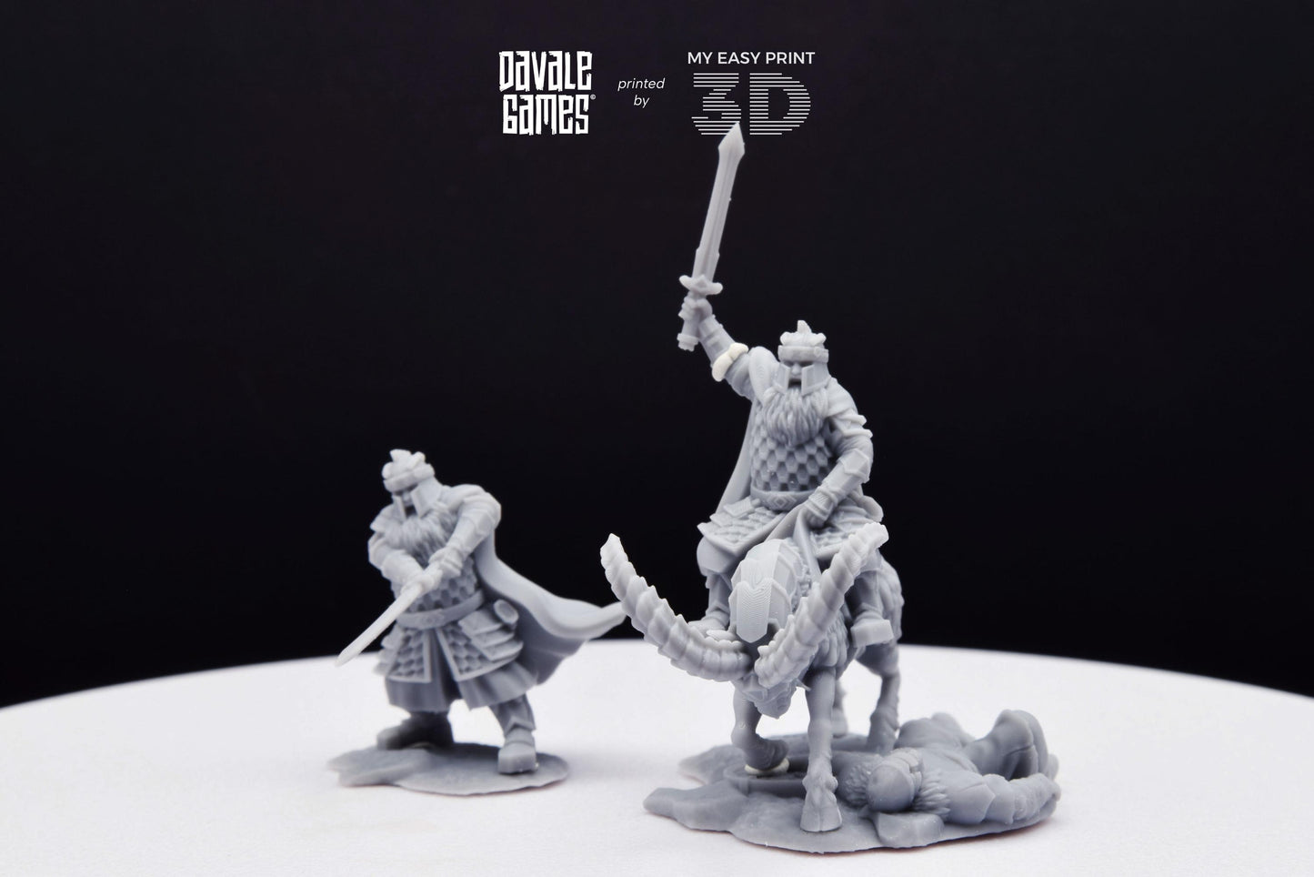 Silver Goat Dwarf Captain - Foot and Mounted - Davale Games - 3D Printed with high quality resin for LOTR/D&D games