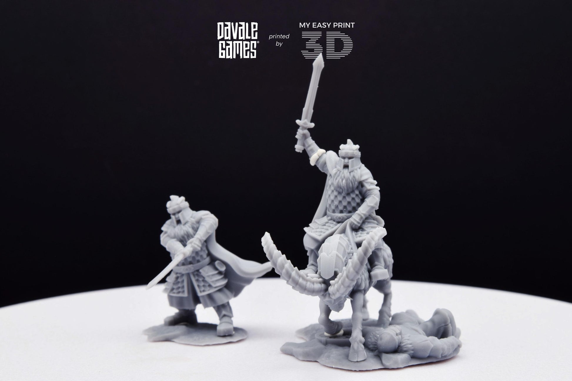 Silver Goat Dwarf Captain - Foot and Mounted - Davale Games - 3D Printed with high quality resin for LOTR/D&D games