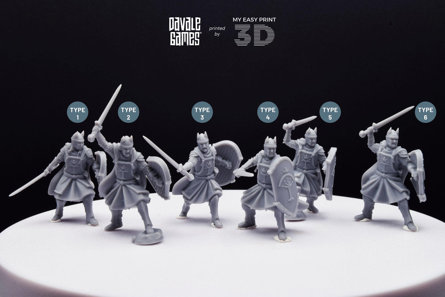 High Human Warrior with Sword and Shield - Davale Games - 3D Printed with high quality resin for LOTR/D&D games