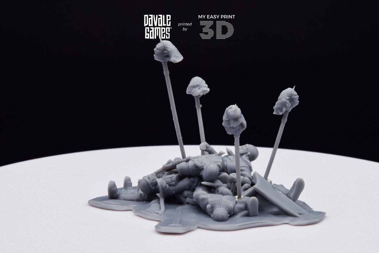 Bonfires with Pikes and Bloodhand Orcs heads - War Item - Davale Games - 3D Printed with high quality resin for LOTR/D&D games
