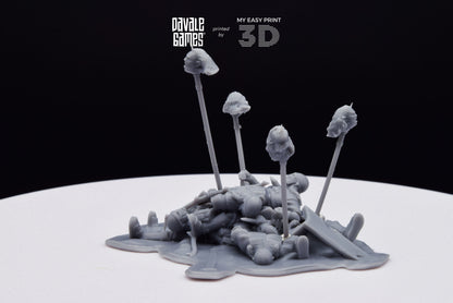 Bonfires with Pikes and Bloodhand Orcs heads - War Item - Davale Games - 3D Printed with high quality resin for LOTR/D&D games