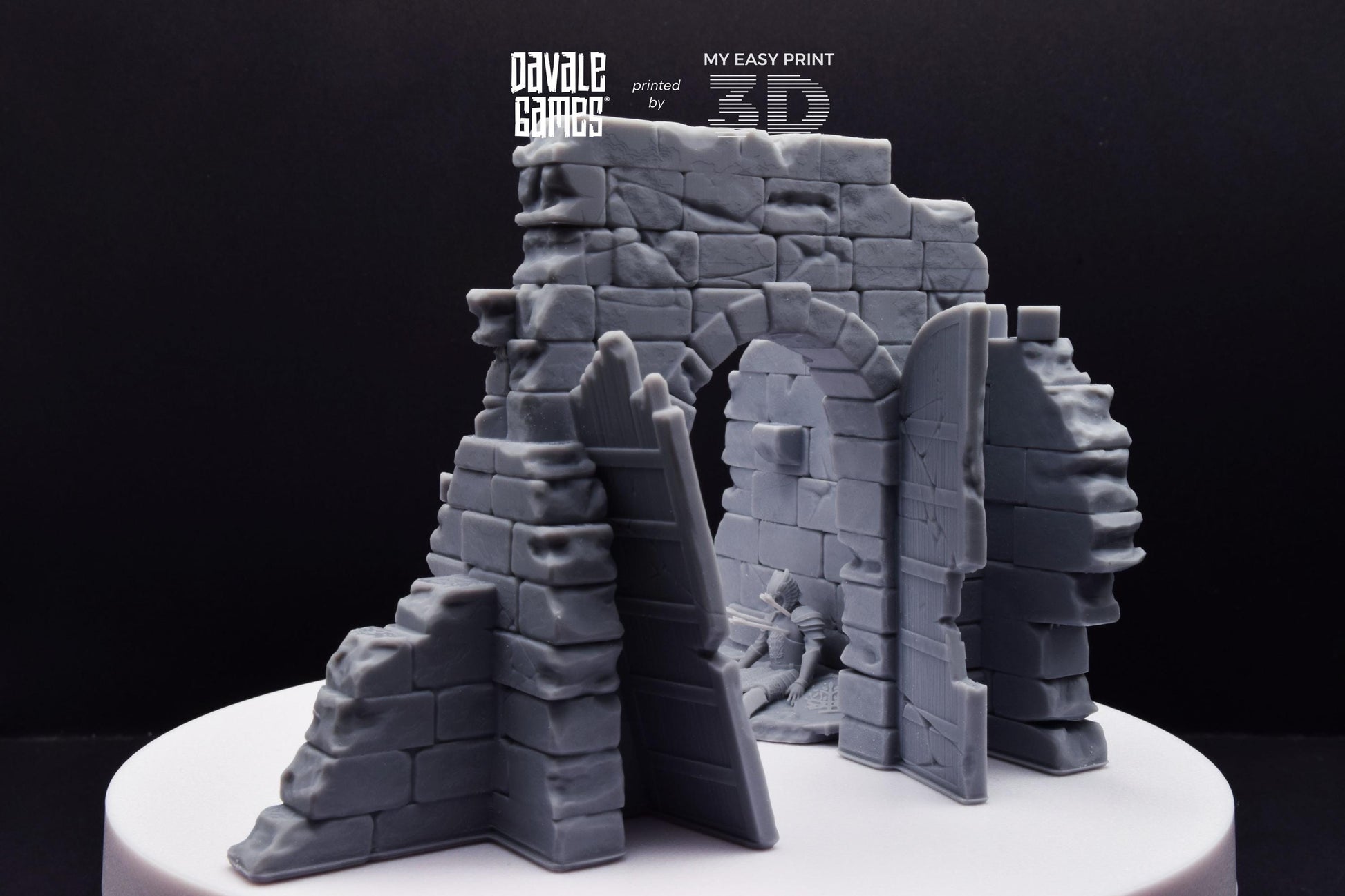 Grey Castle Scenery with Casualties [Ver.1 + Ver.2] - Davale Games - 3D Printed with high quality resin for LOTR/D&D games
