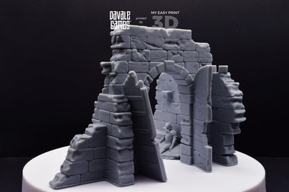 Grey Castle Scenery with Casualties [Ver.1 + Ver.2] - Davale Games - 3D Printed with high quality resin for LOTR/D&D games