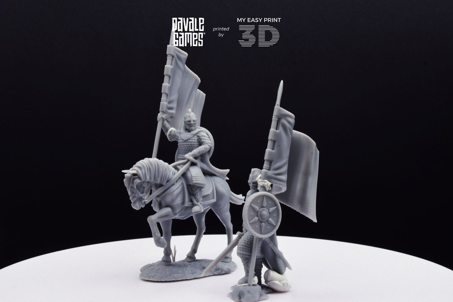West Human Royal Guard with Banner - Foot and Mounted - Davale Games - 3D Printed with high quality resin for LOTR/D&D games