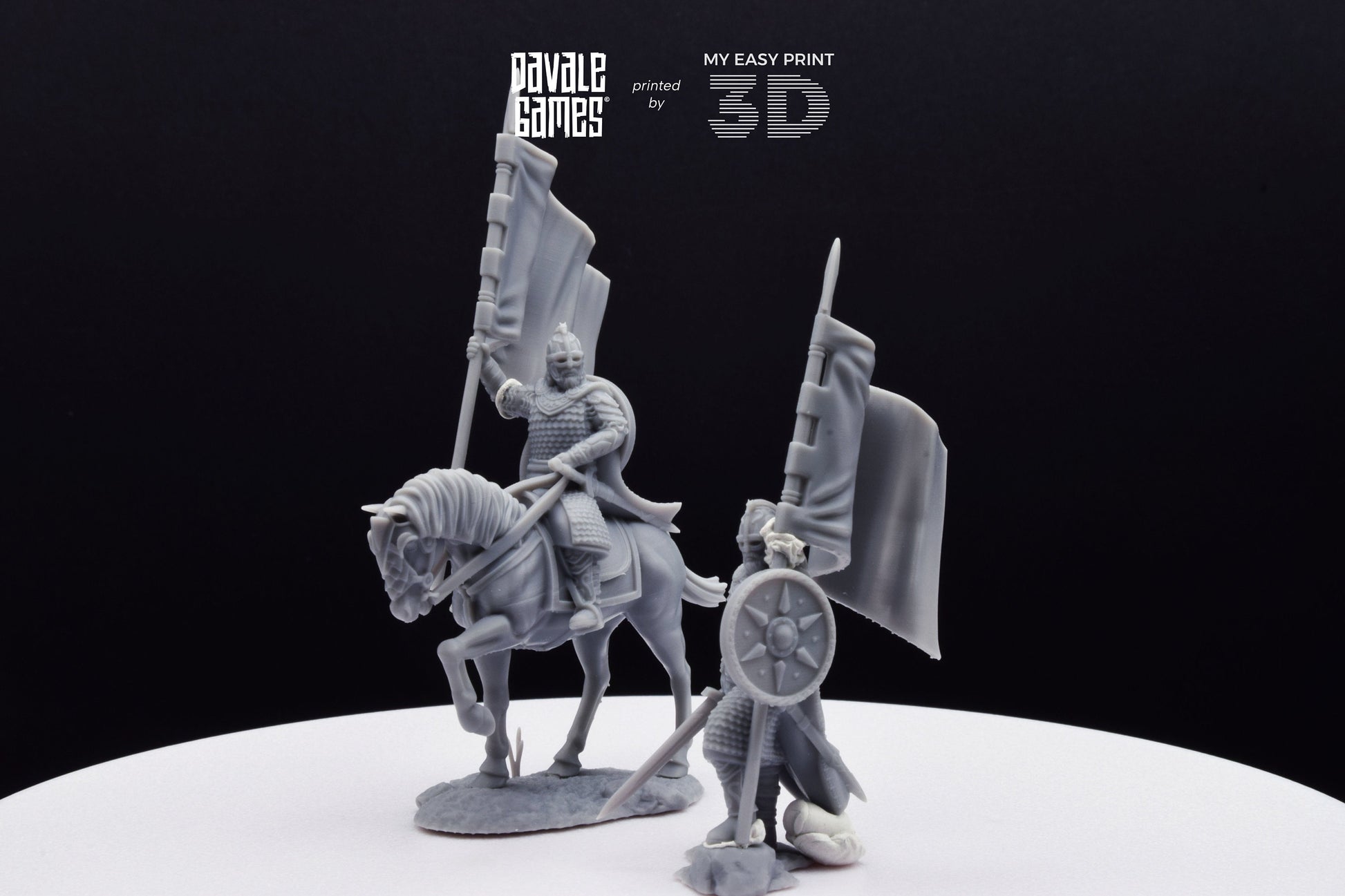 West Human Royal Guard with Banner - Foot and Mounted - Davale Games - 3D Printed with high quality resin for LOTR/D&D games