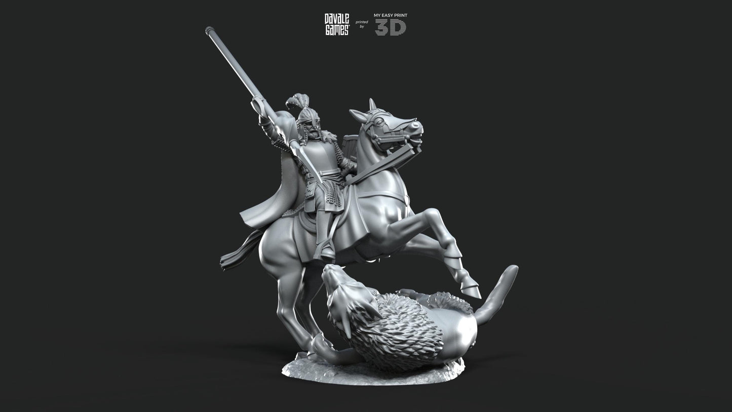 North Warrior Captain with Spear and Shield - Grey Castle - Foot and Mounted - Davale Games - 3D Printed with HQ resin for LOTR/D&D games