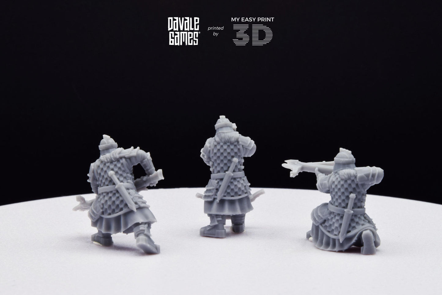 Silver Goat Dwarves with Crossbow - Davale Games - 3D Printed with high quality resin for LOTR/D&D games
