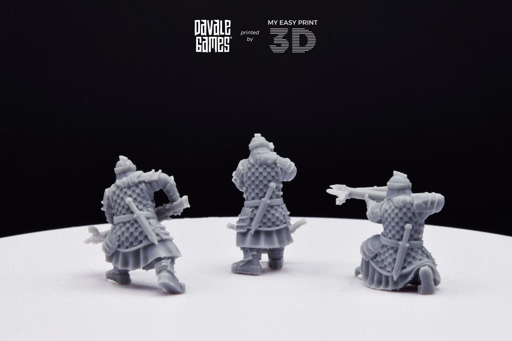 Silver Goat Dwarves with Crossbow - Davale Games - 3D Printed with high quality resin for LOTR/D&D games