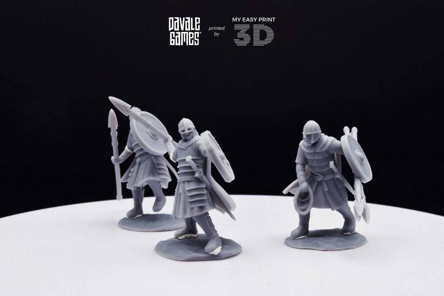 West Humans Regular Warriors with Throwing Spear and Shield - Foot - Davale Games - 3D Printed with high quality resin for LOTR/D&D games