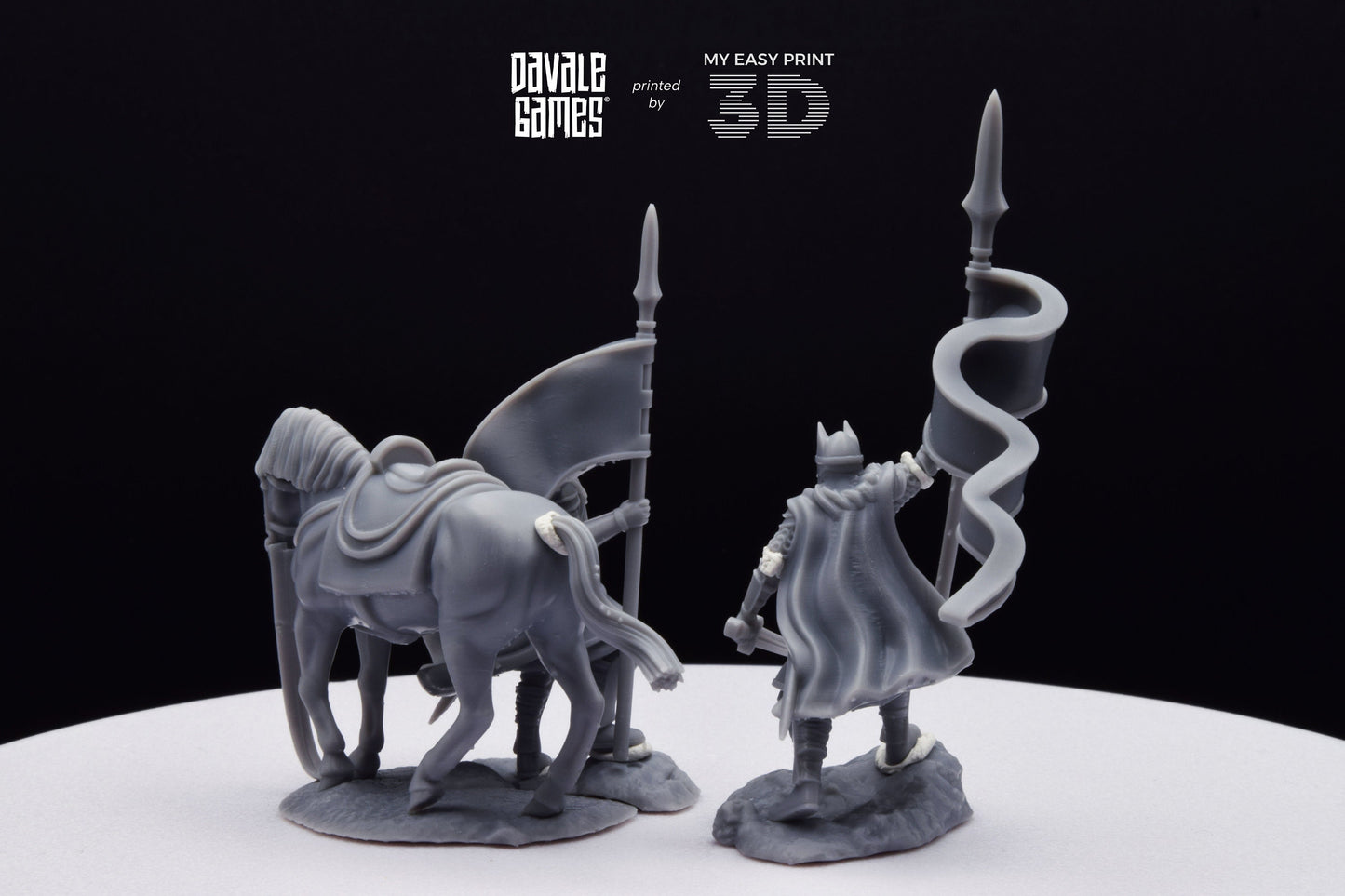 High Human Banner - Foot and Mounted - Davale Games - 3D Printed with high quality resin for LOTR/D&D games