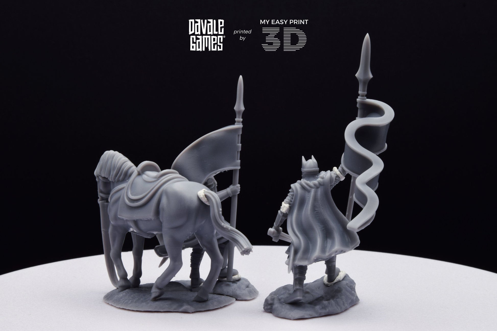 High Human Banner - Foot and Mounted - Davale Games - 3D Printed with high quality resin for LOTR/D&D games