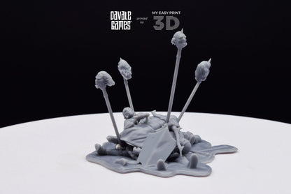 Bonfires with Pikes and Bloodhand Orcs heads - War Item - Davale Games - 3D Printed with high quality resin for LOTR/D&D games