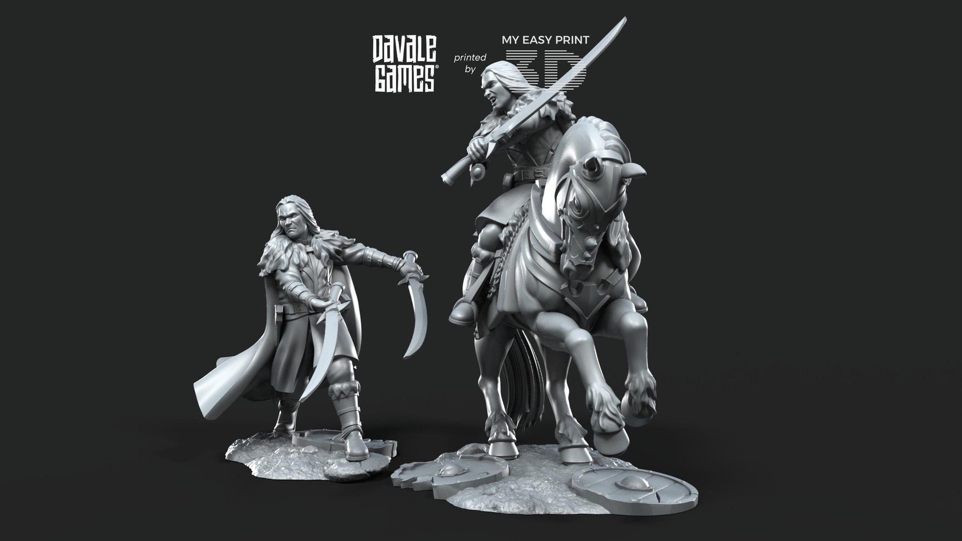 Wölfbane Lord Fellmount Reavers Foot and Mounted - Davale Games - 3D Printed with high quality resin for LOTR/D&D games