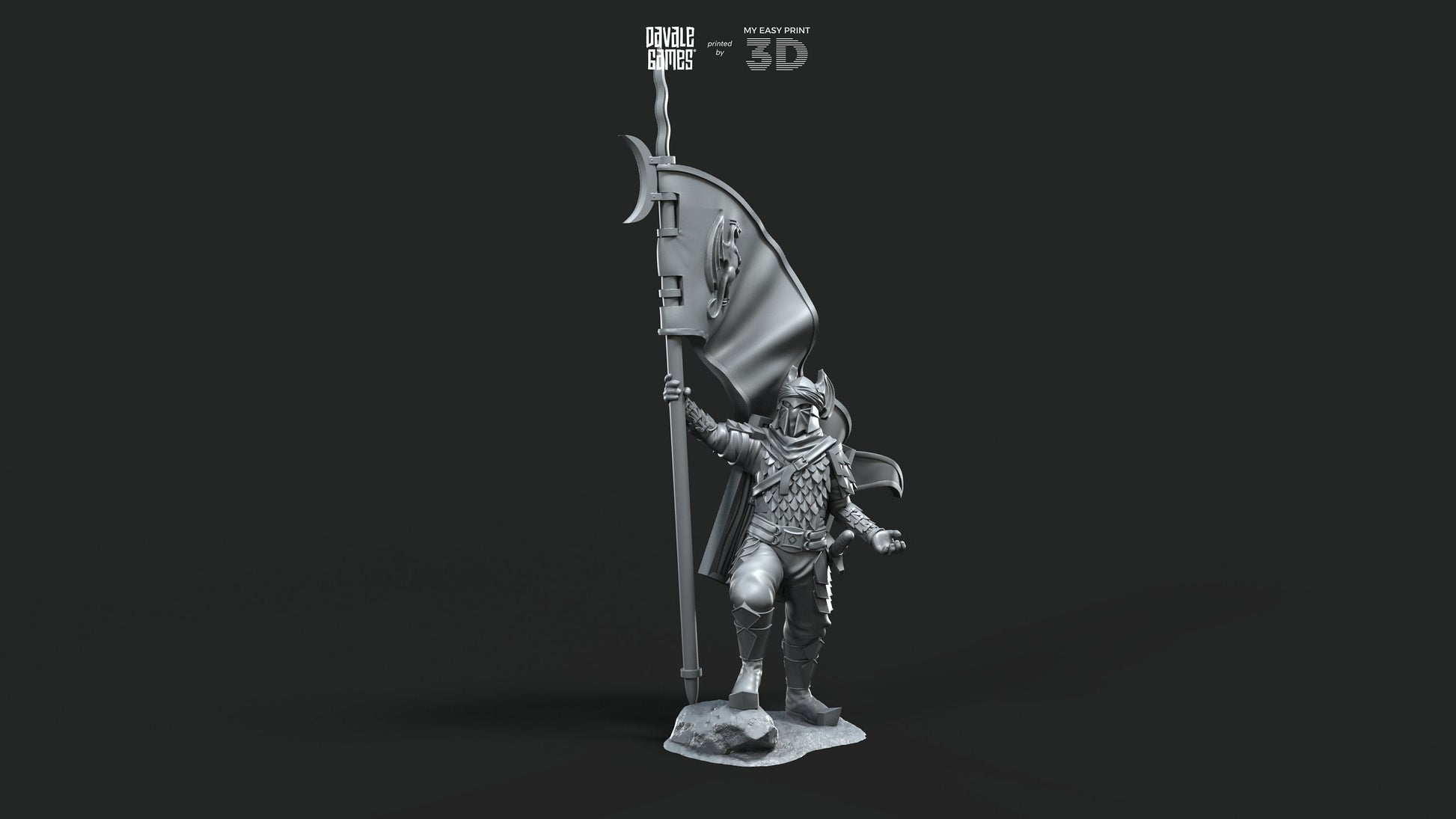 Dragon Army Banner on Foot - Davale Games - 3D Printed with high quality resin for LOTR/D&D games