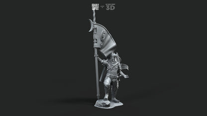 Dragon Army Banner on Foot - Davale Games - 3D Printed with high quality resin for LOTR/D&D games