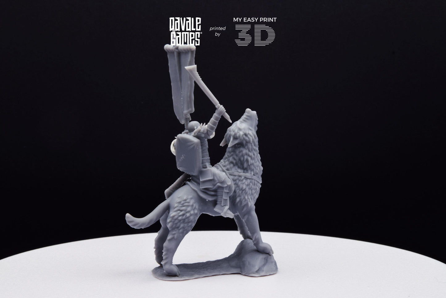 Warg Rider with Banner - Mounted - Davale Games - 3D Printed with high quality resin for LOTR/D&D games