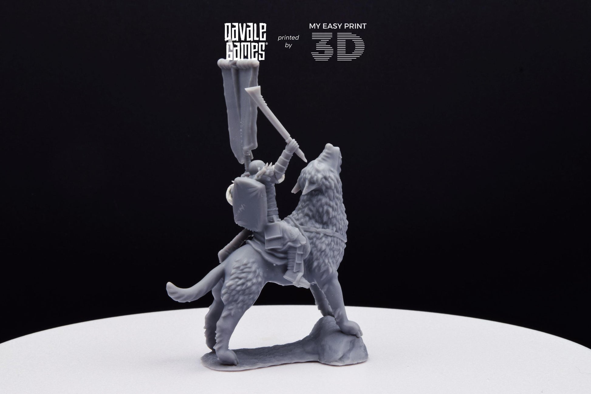 Warg Rider with Banner - Mounted - Davale Games - 3D Printed with high quality resin for LOTR/D&D games