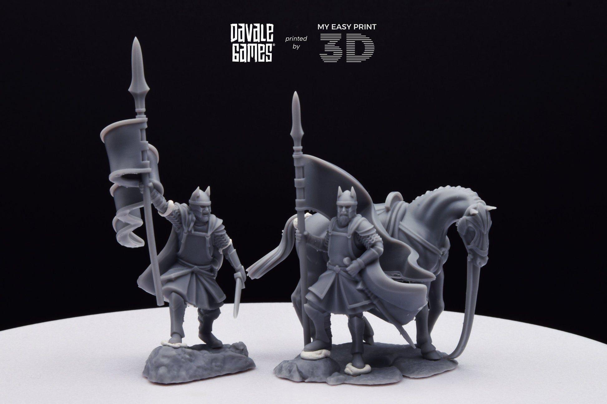 High Human Banner - Foot and Mounted - Davale Games - 3D Printed with high quality resin for LOTR/D&D games