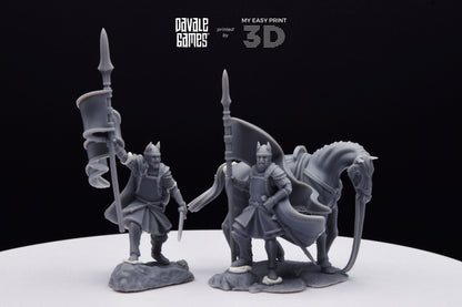 High Human Banner - Foot and Mounted - Davale Games - 3D Printed with high quality resin for LOTR/D&D games