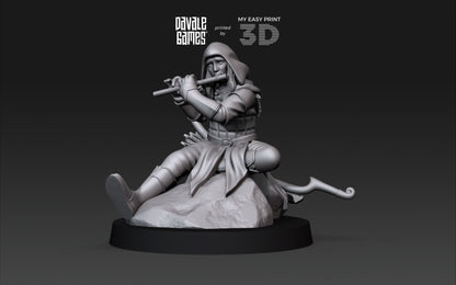 Wood Elf Musician New Pose - Davale Games - 3D Printed with high quality resin for LOTR/D&D games