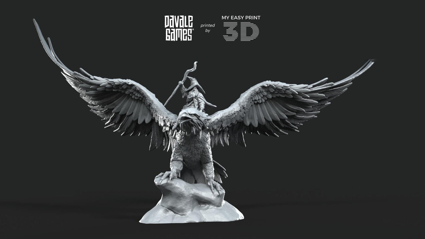 Mage on Eagle - Davale Games - 3D Printed with high quality resin for LOTR/D&D games