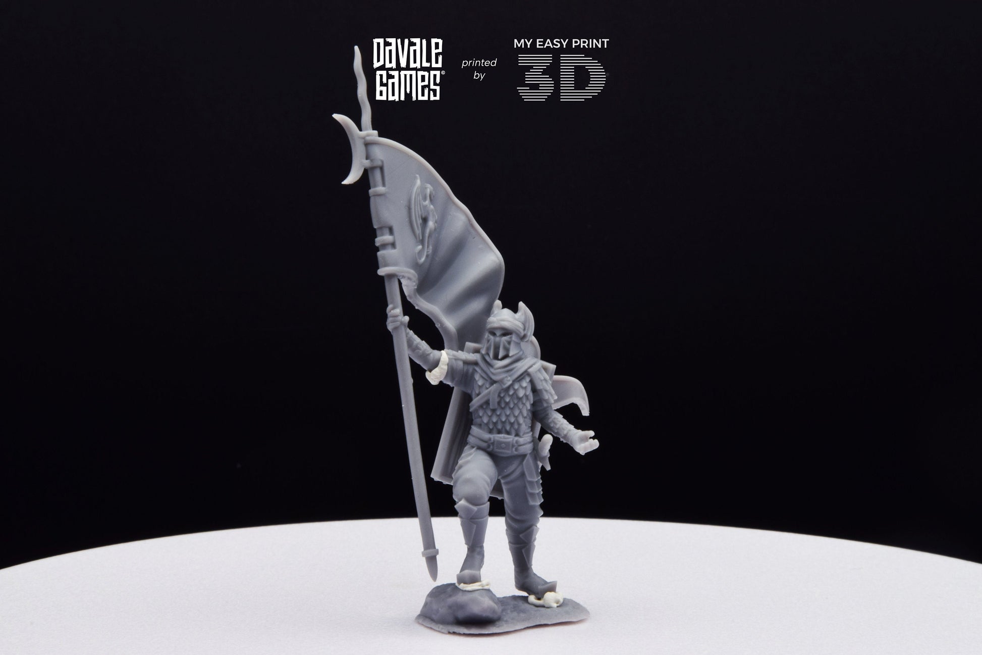Dragon Army Banner on Foot - Davale Games - 3D Printed with high quality resin for LOTR/D&D games
