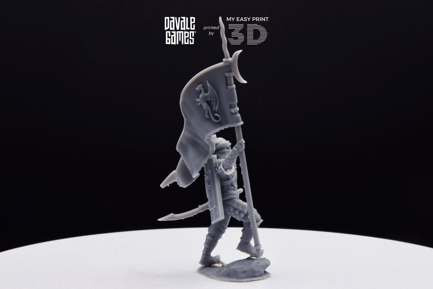 Dragon Army Banner on Foot - Davale Games - 3D Printed with high quality resin for LOTR/D&D games