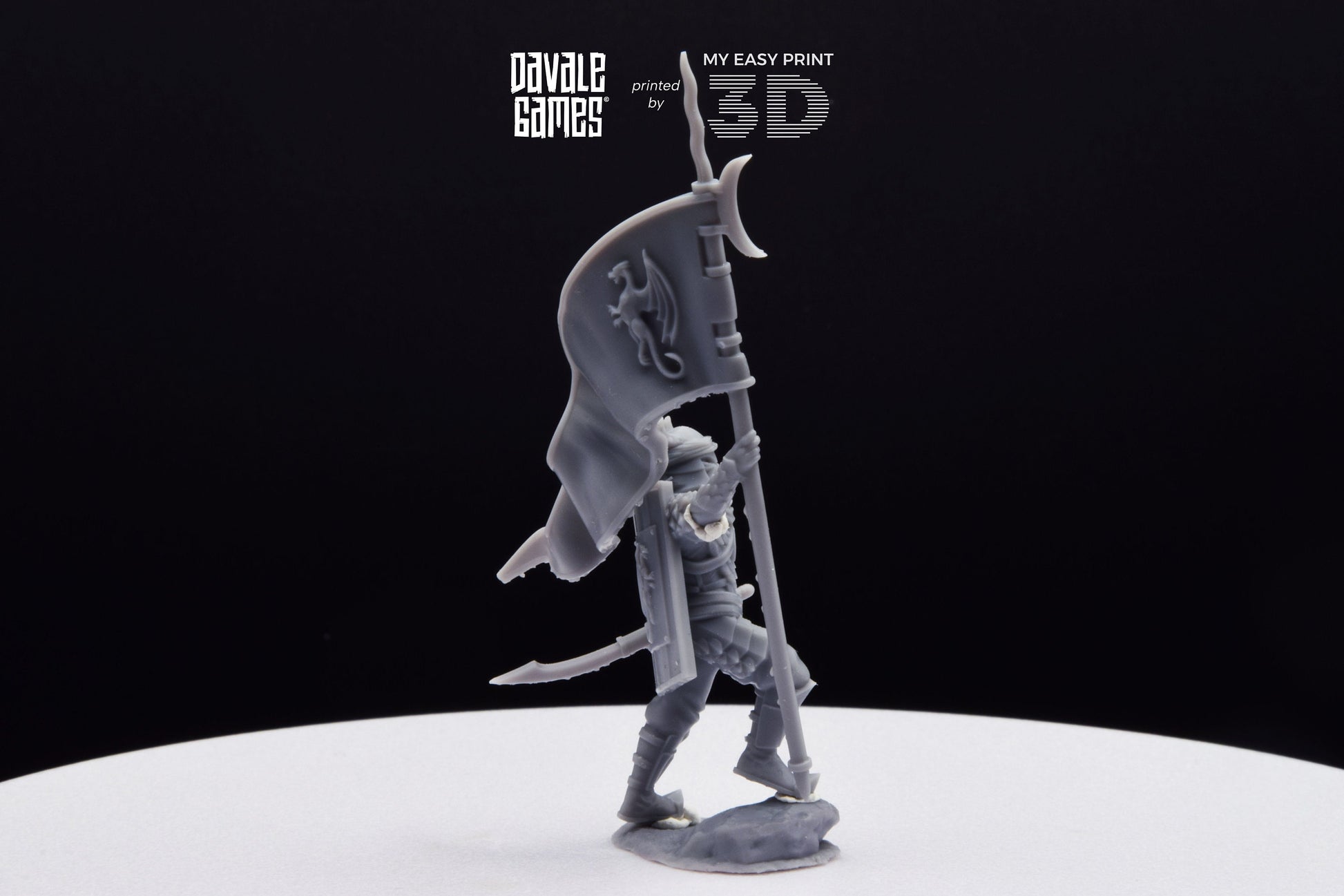 Dragon Army Banner on Foot - Davale Games - 3D Printed with high quality resin for LOTR/D&D games