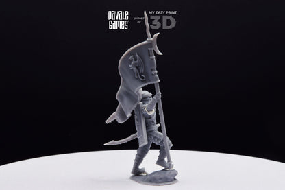 Dragon Army Banner on Foot - Davale Games - 3D Printed with high quality resin for LOTR/D&D games