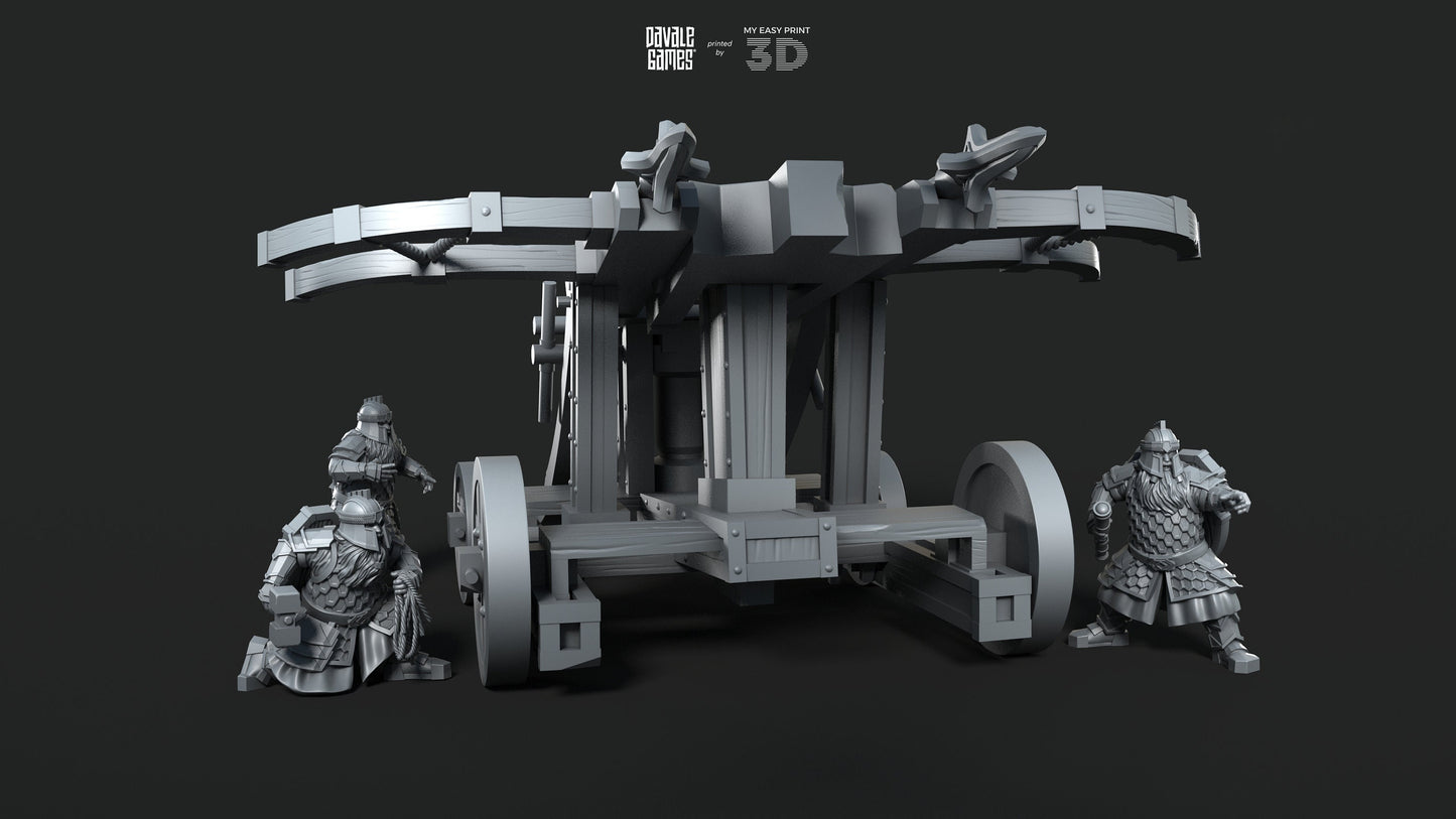 Silver Goat Dwarves Ballista With Dotation - Davale Games - 3D Printed with high quality resin for LOTR/D&D games