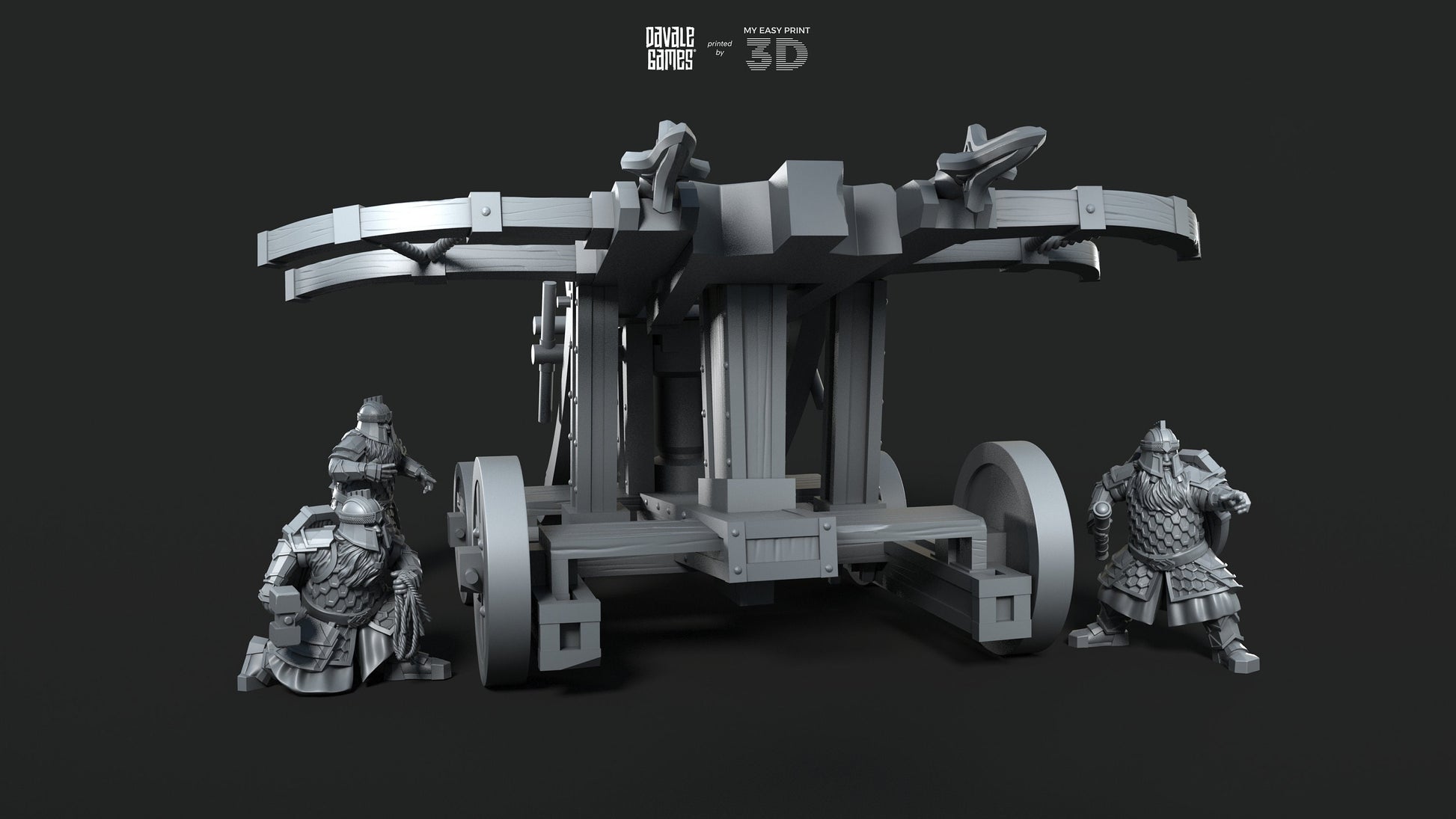 Silver Goat Dwarves Ballista With Dotation - Davale Games - 3D Printed with high quality resin for LOTR/D&D games