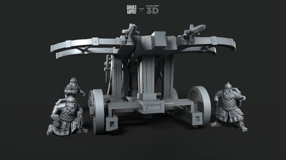 Silver Goat Dwarves Ballista With Dotation - Davale Games - 3D Printed with high quality resin for LOTR/D&D games