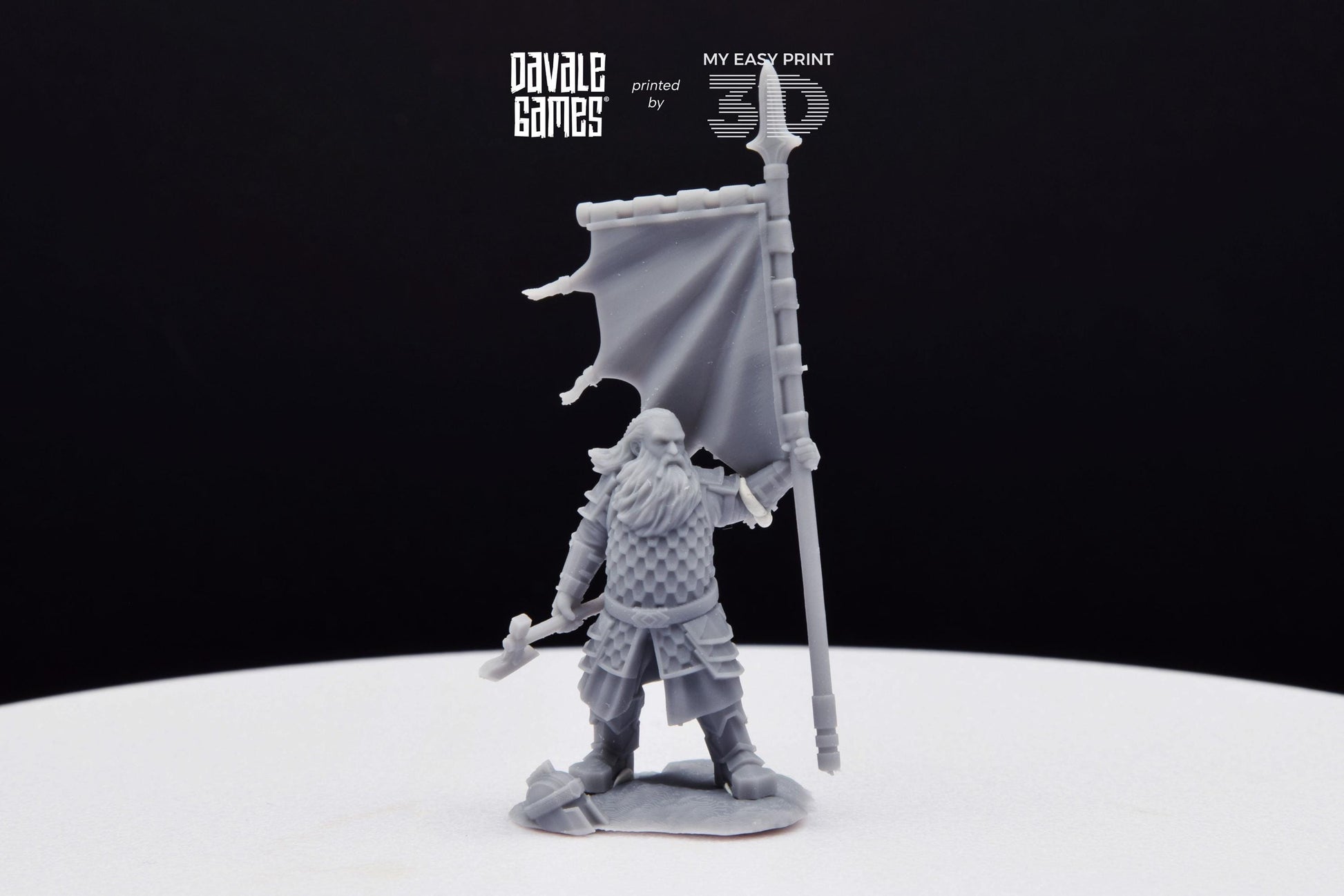 Silver Goat Dwarves Banner on foot - Davale Games - 3D Printed with high quality resin for LOTR/D&D games