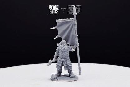 Silver Goat Dwarves Banner on foot - Davale Games - 3D Printed with high quality resin for LOTR/D&D games