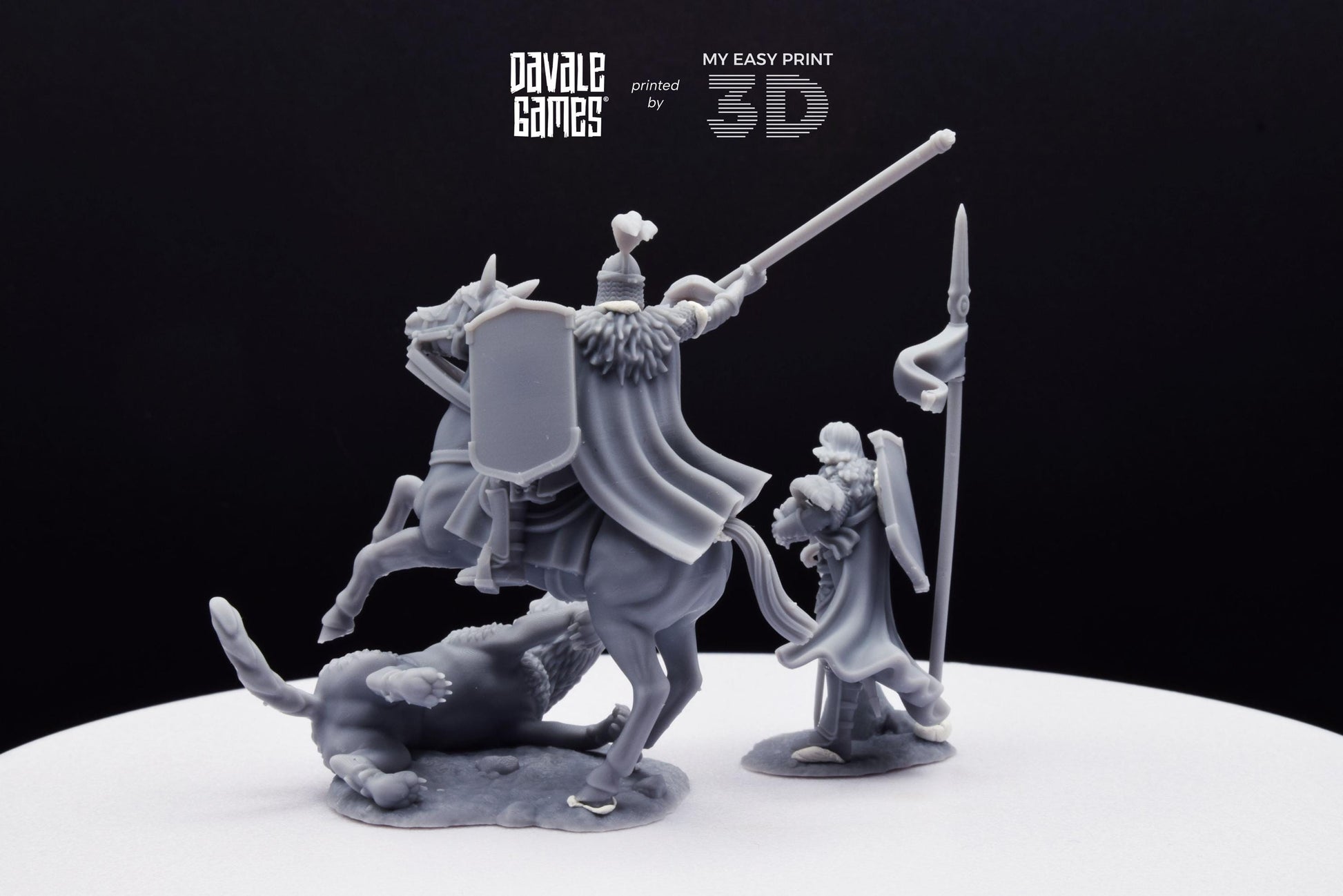 North Warrior Captain with Spear and Shield - Grey Castle - Foot and Mounted - Davale Games - 3D Printed with HQ resin for LOTR/D&D games