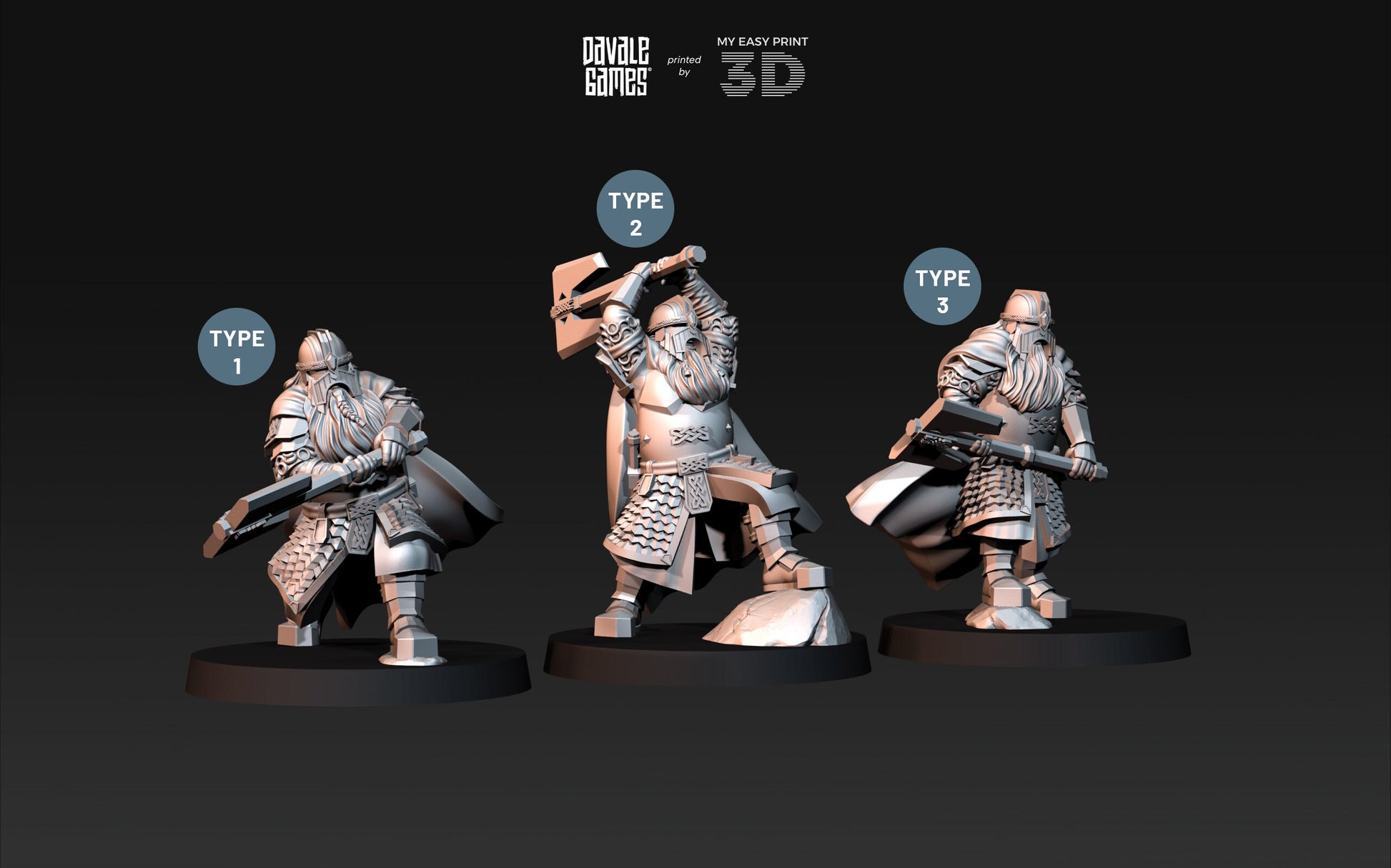 Kalak Dwarf King Guard - Davale Games - 3D Printed with high quality resin for LOTR/D&D games