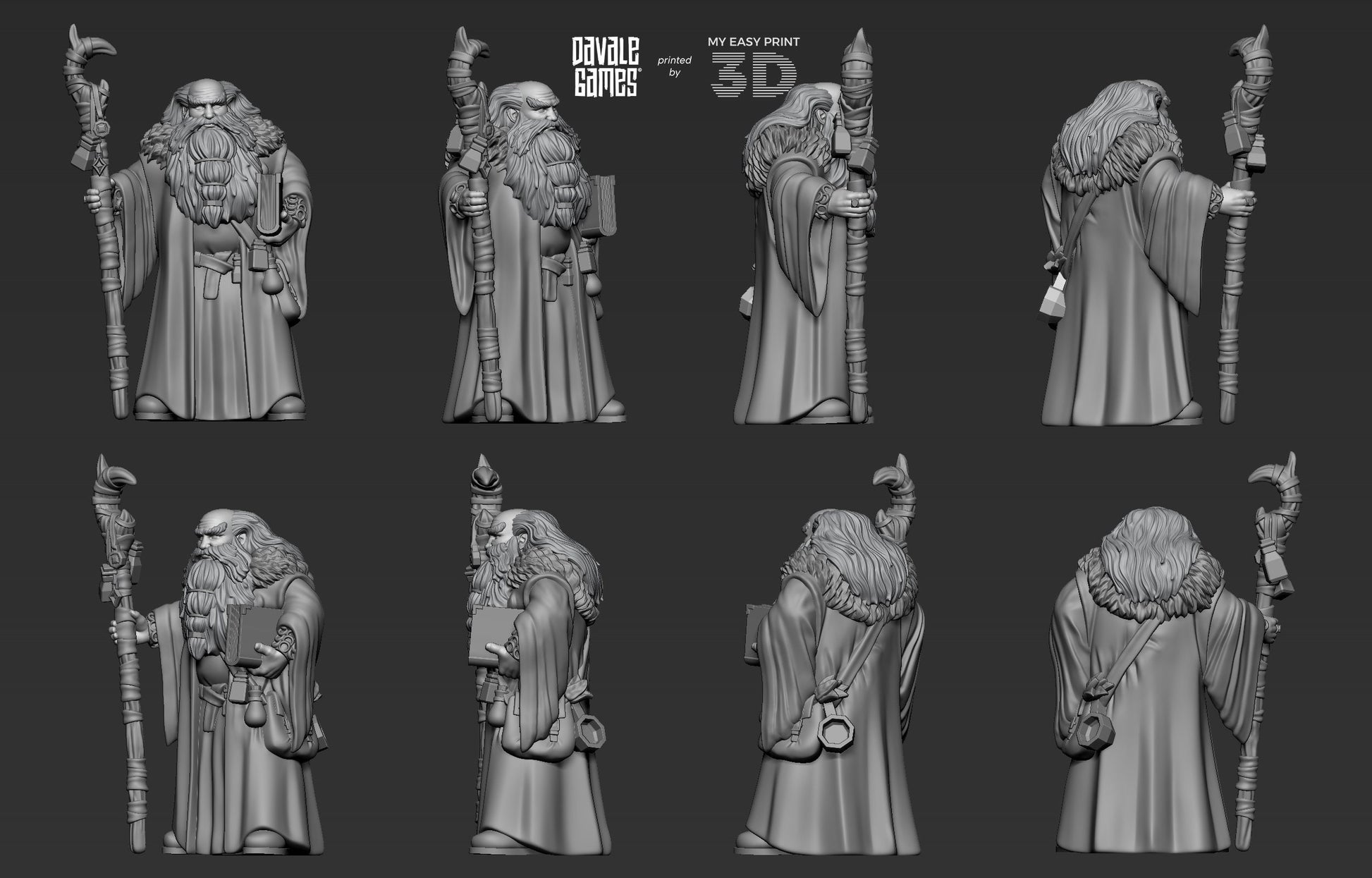 Flea Stonestaff - Davale Games - 3D Printed with high quality resin for LOTR/D&D games