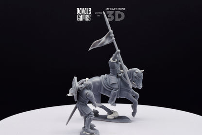 Grey Castle Captain - Foot and Mounted - Davale Games - 3D Printed with high quality resin for LOTR/D&D games