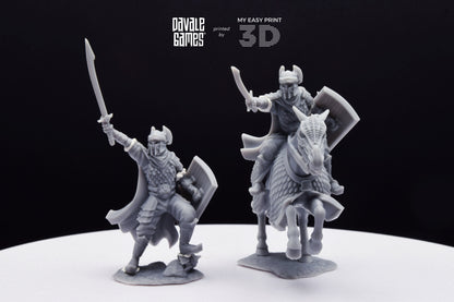 Dragon Army Captain with Sword and Spear - Foot and Mounted - Davale Games - 3D Printed with high quality resin for LOTR/D&D games