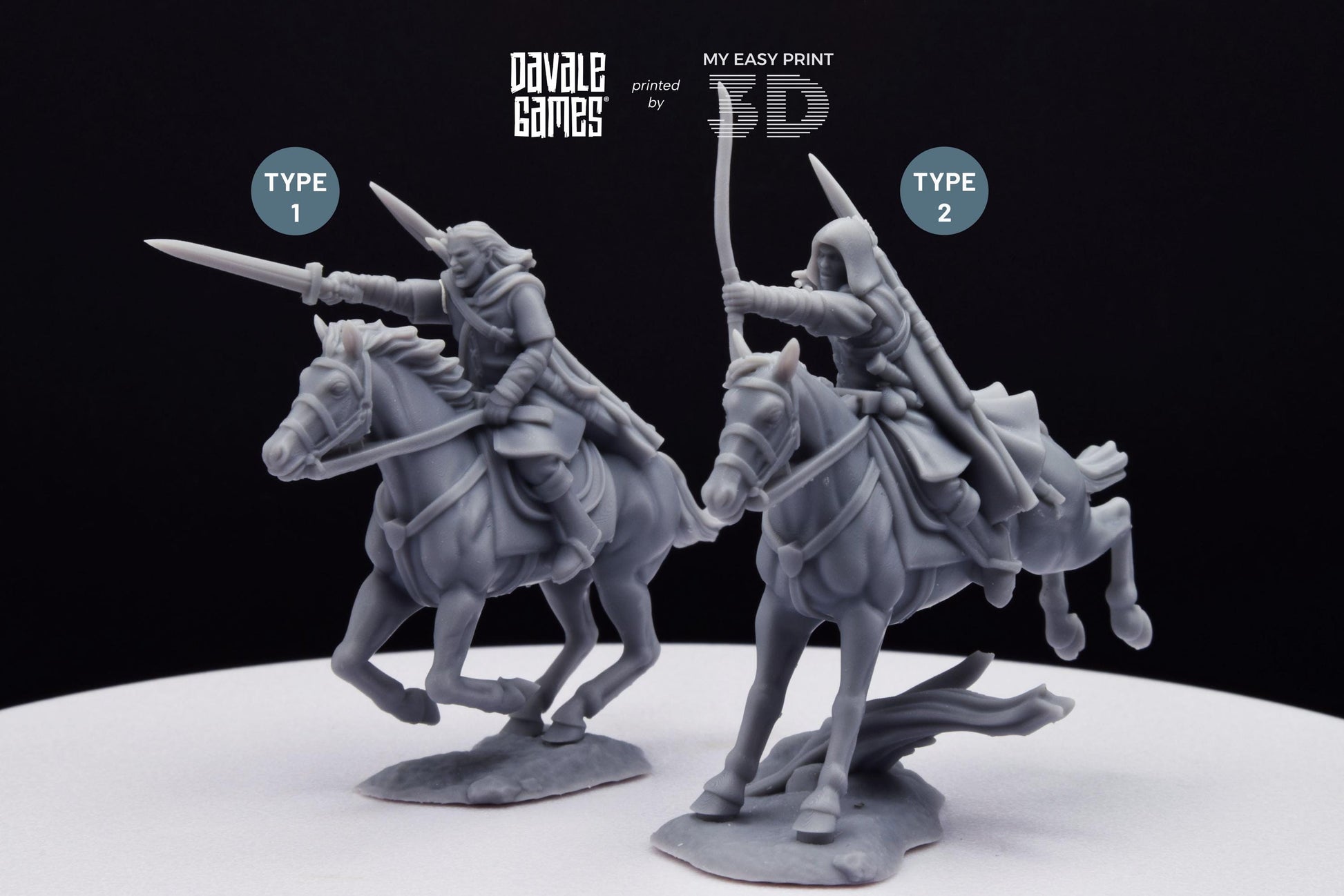 Human North Riders Mounted - Davale Games - 3D Printed with high quality resin for LOTR/D&D games