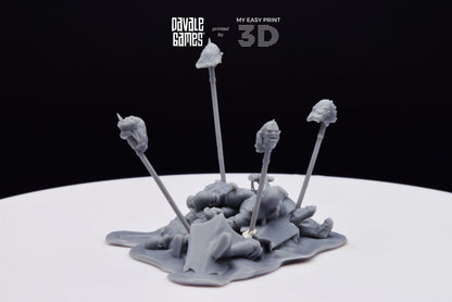 Bonfires with Pikes and Bloodhand Orcs heads - War Item - Davale Games - 3D Printed with high quality resin for LOTR/D&D games