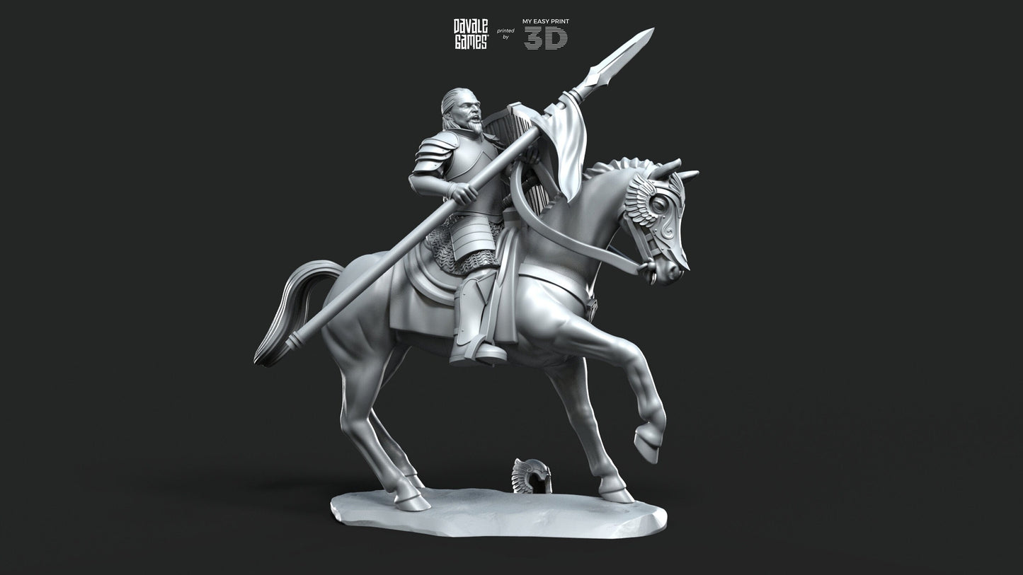Grey Castle Captain [Ver. 2] - Foot and Mounted - Davale Games - 3D Printed with high quality resin for LOTR/D&D games