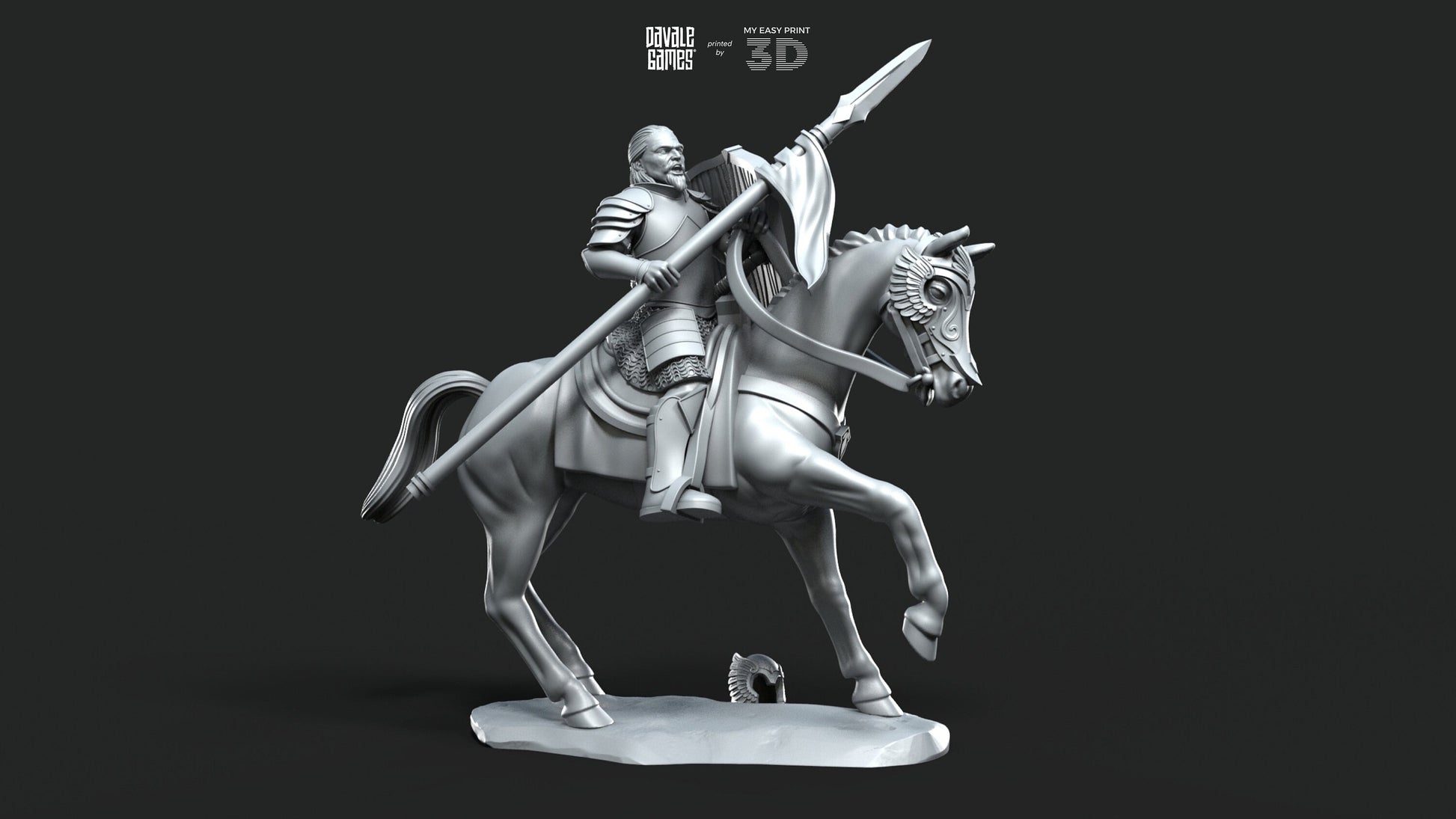 Grey Castle Captain [Ver. 2] - Foot and Mounted - Davale Games - 3D Printed with high quality resin for LOTR/D&D games