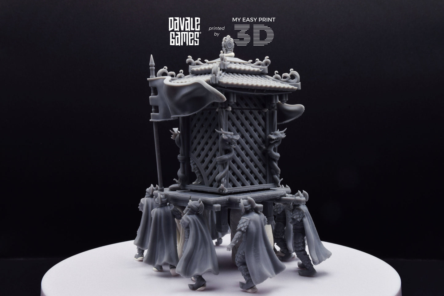 Dragon Army King on Palanquin [Ver. B] - Davale Games - 3D Printed with high quality resin for LOTR/D&D games