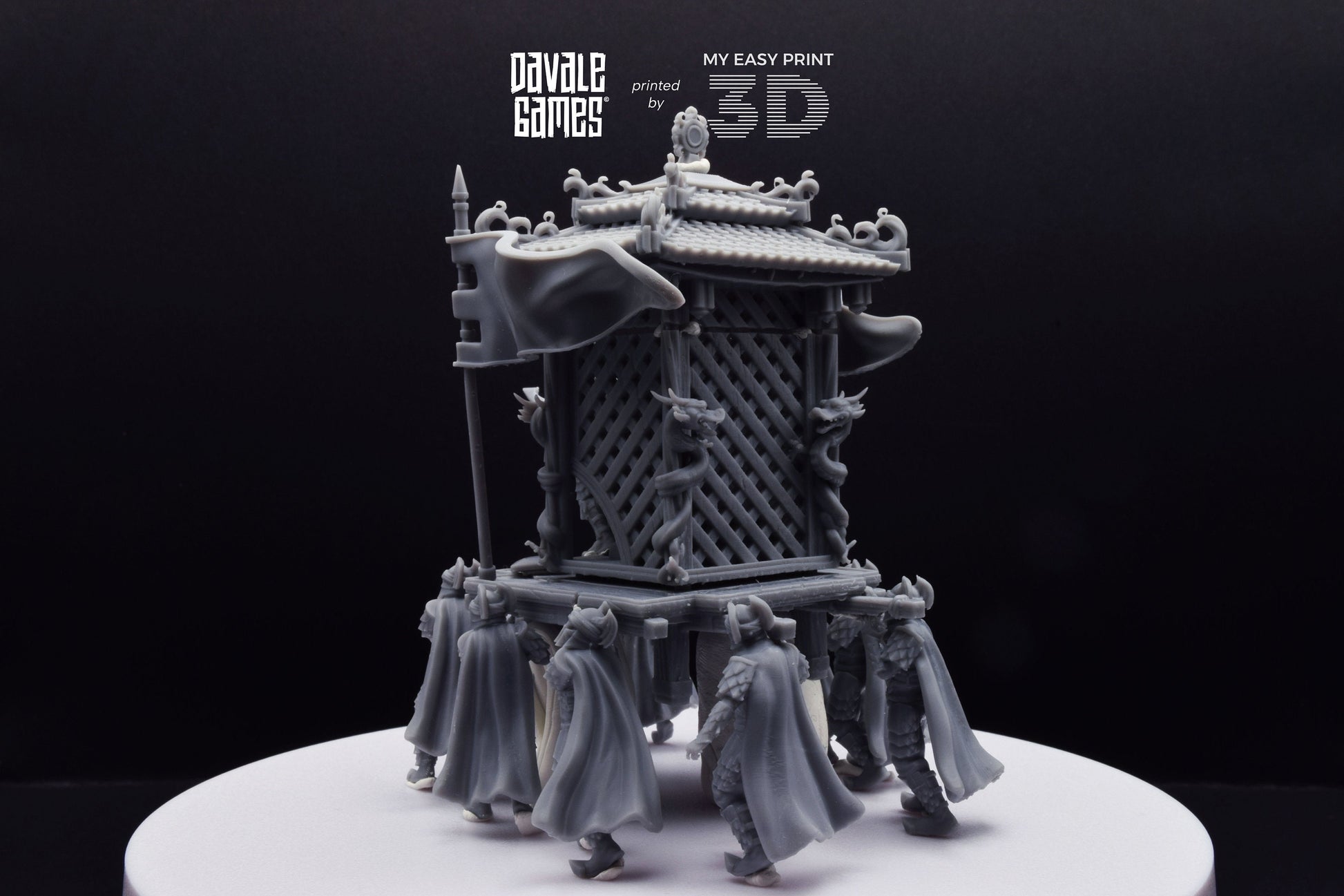 Dragon Army King on Palanquin [Ver. B] - Davale Games - 3D Printed with high quality resin for LOTR/D&D games