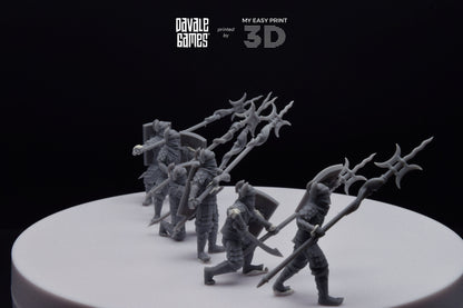 Dragon Army Long Spear Warriors - Davale Games - 3D Printed with high quality resin for LOTR/D&D games